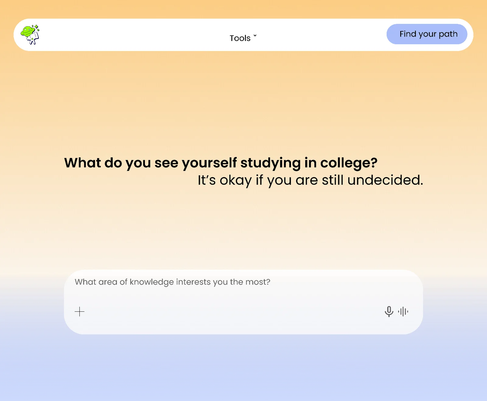 Figma screen: What's your intended major?