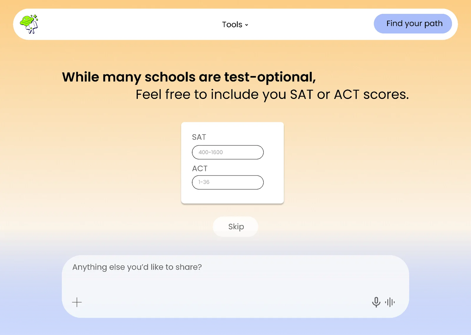 Figma screen: Test scores